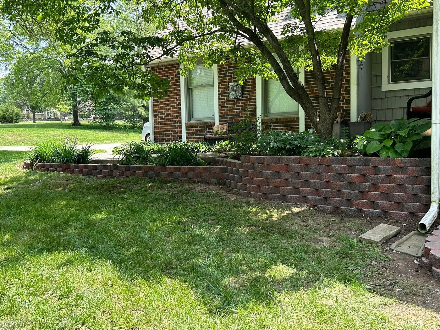 New block retaining wall in the same spot