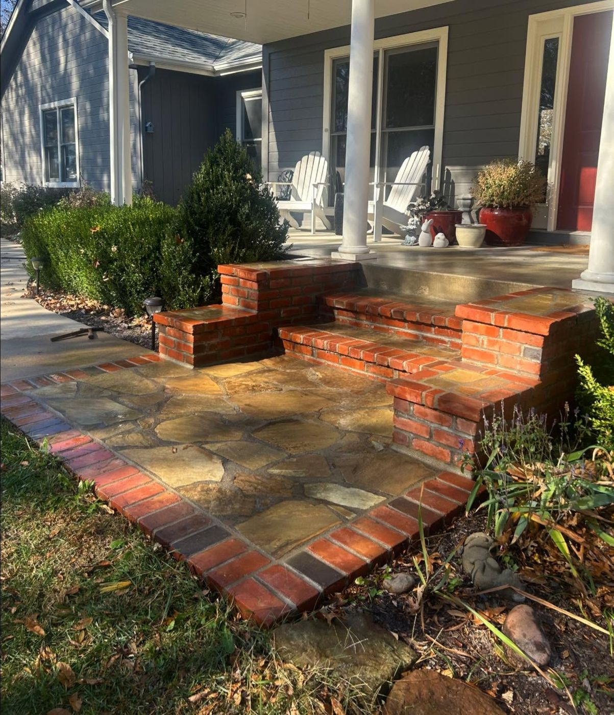 Brick and flagstone porch