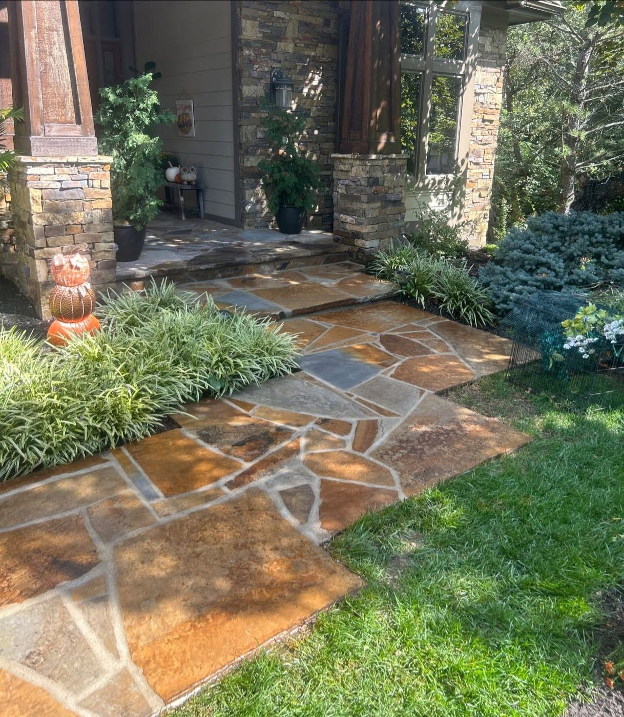 Same flagstone walkway from the porch steps
